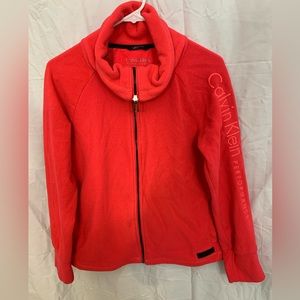 Calvin Klein Mens Pink Hoodie Zipper Jacket Size Medium Long Sleeve Performance